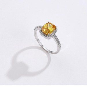CLASSIC CUSHION YELLOW CUBIC ZIRCONIA RING